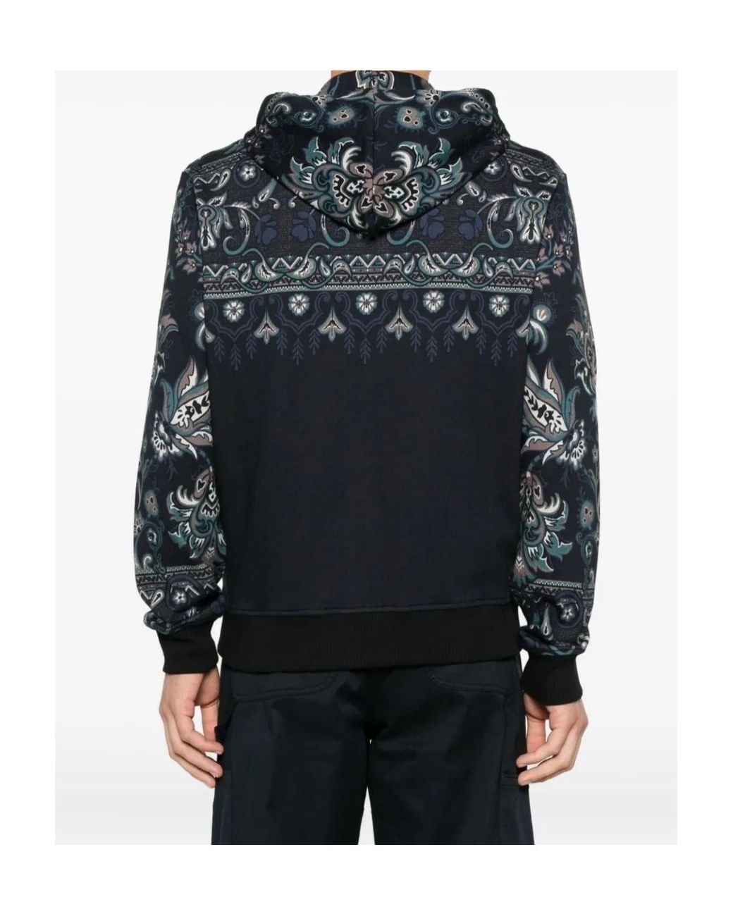 Etro Black Paisley-Print Zip-Up Hoodie for men