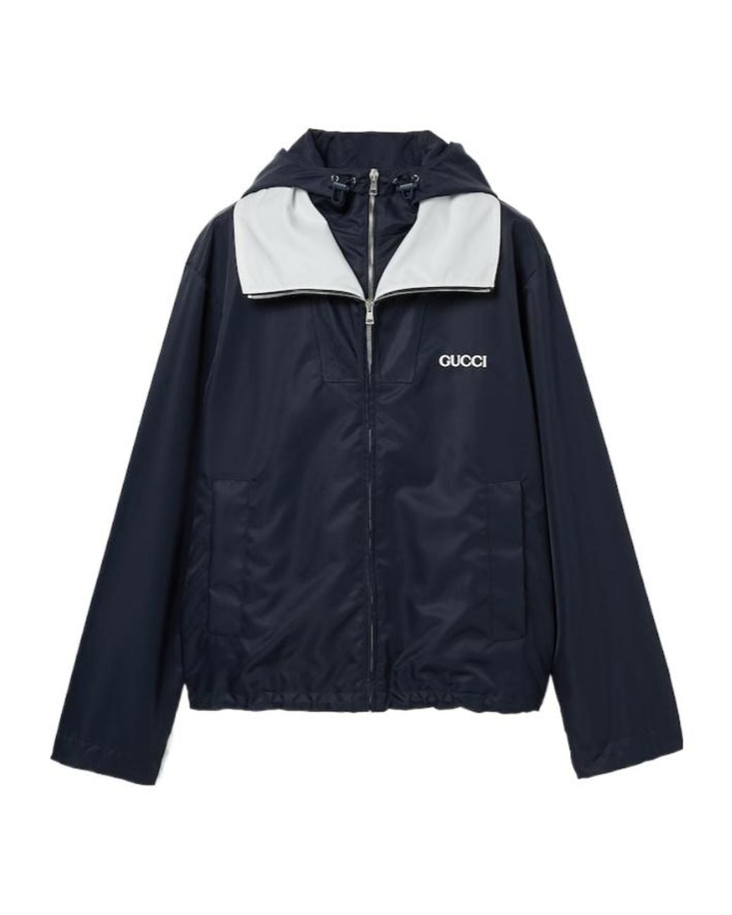 Gucci Blue Nylon Twill Jacket With Patch for men