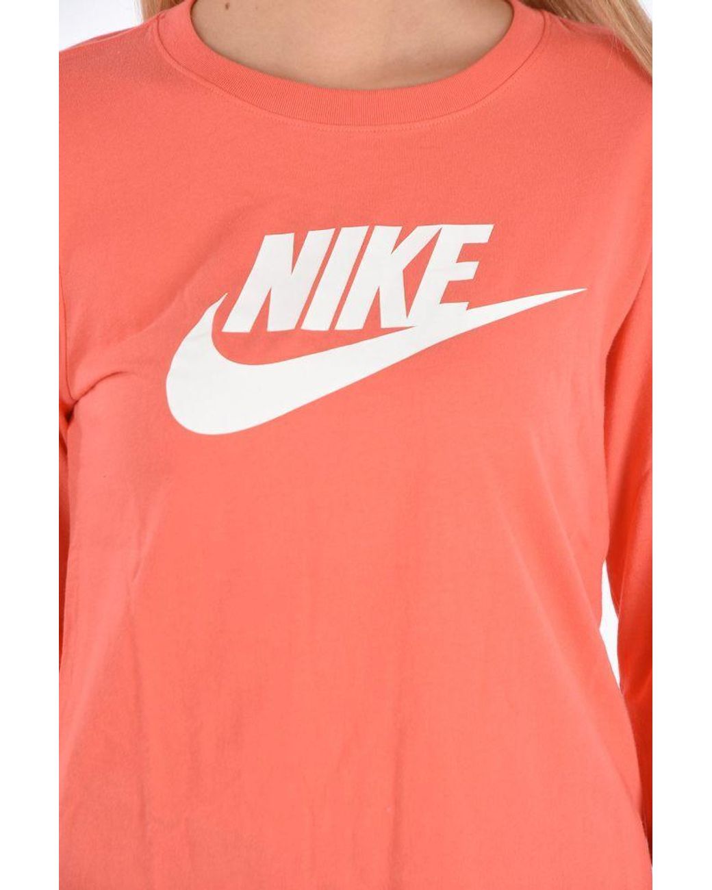 Nike Red Logo-Print Long-Sleeve T-Shirt