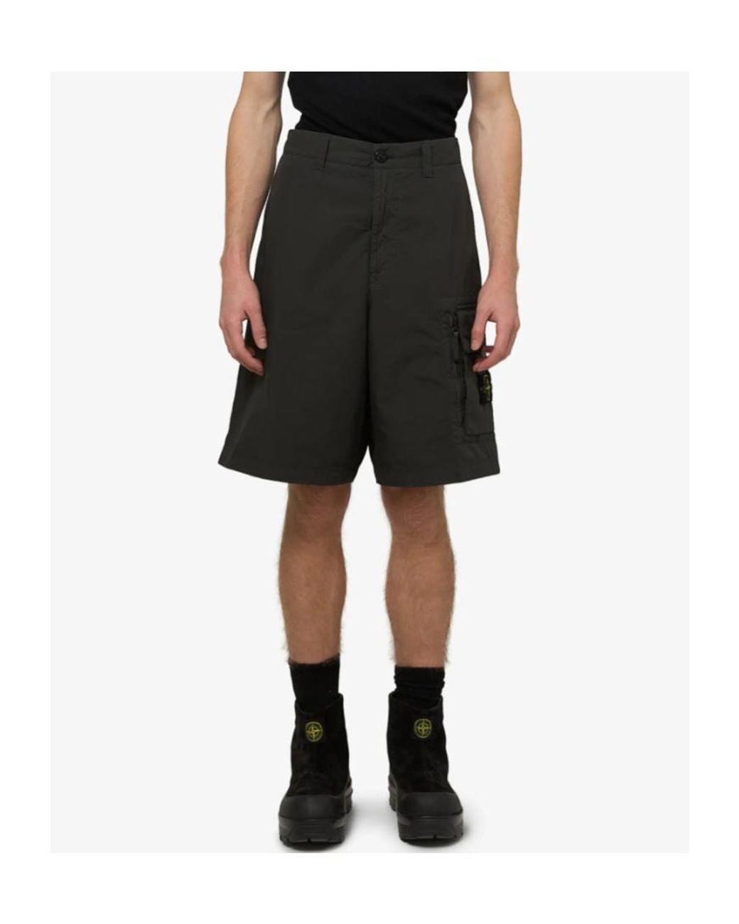 Stone Island Black Cargo Shorts for men