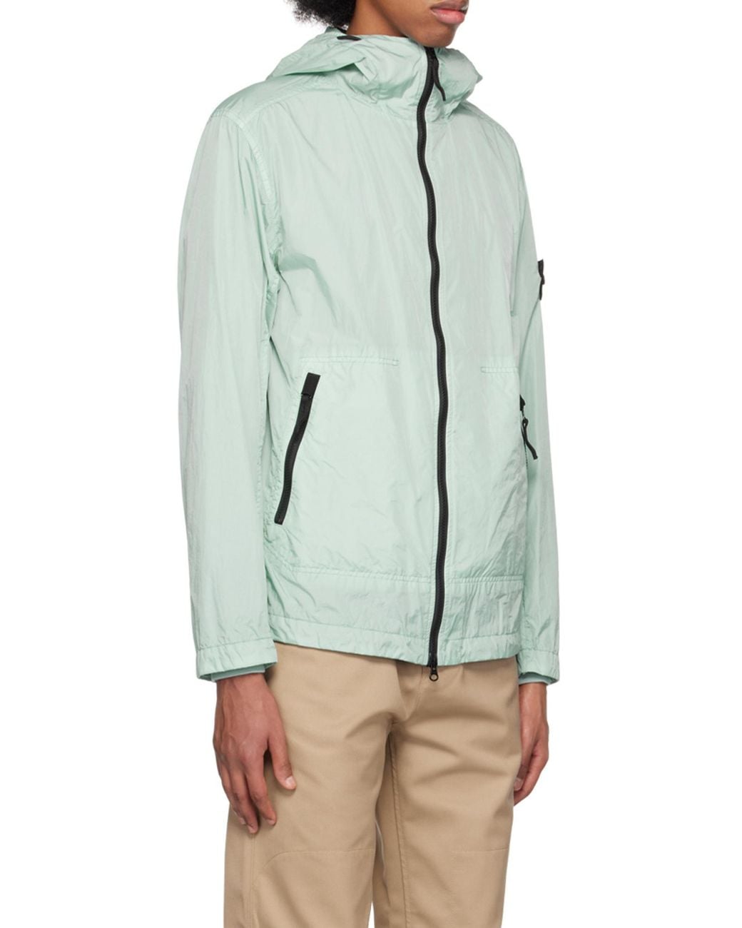 Stone Island Blue Compass-Patch Hooded Jacket for men