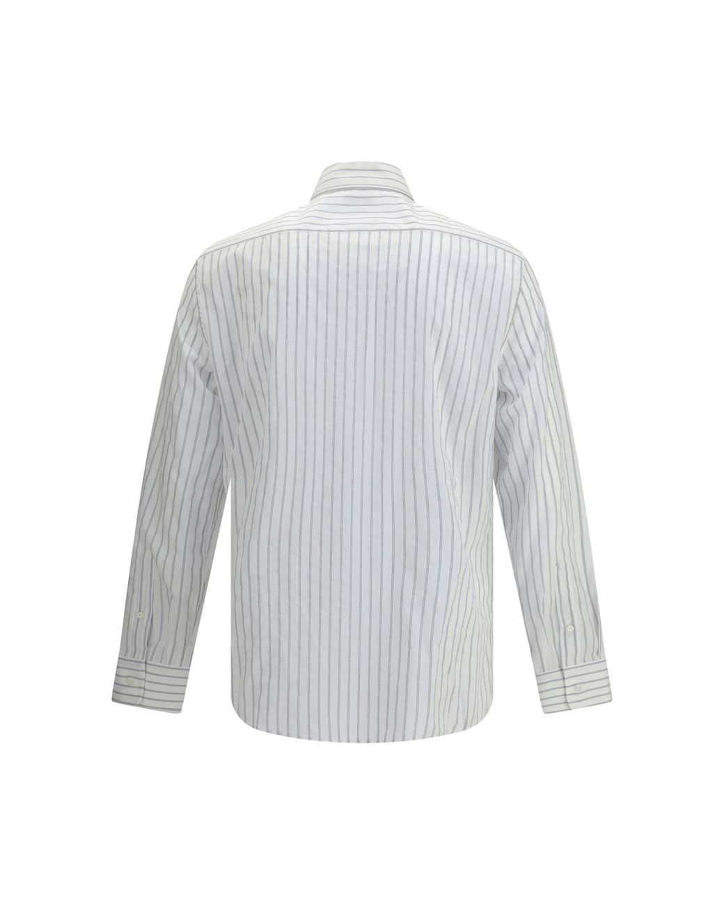 Brunello Cucinelli White Striped Button-Up Shirt for men