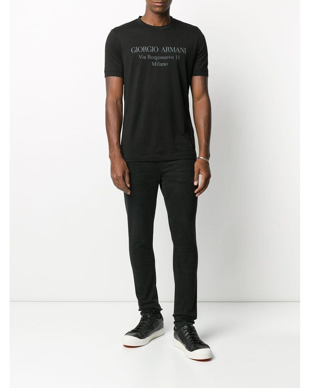 Giorgio Armani Black Logo Printed Crewneck T-Shirt for men