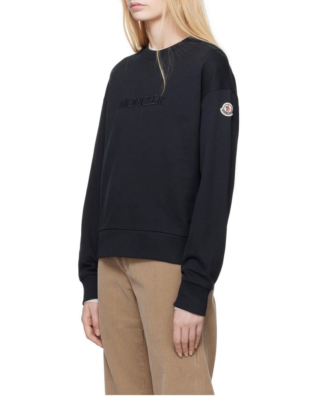 Moncler Blue Logo Embroidered Crewneck Sweatshirt