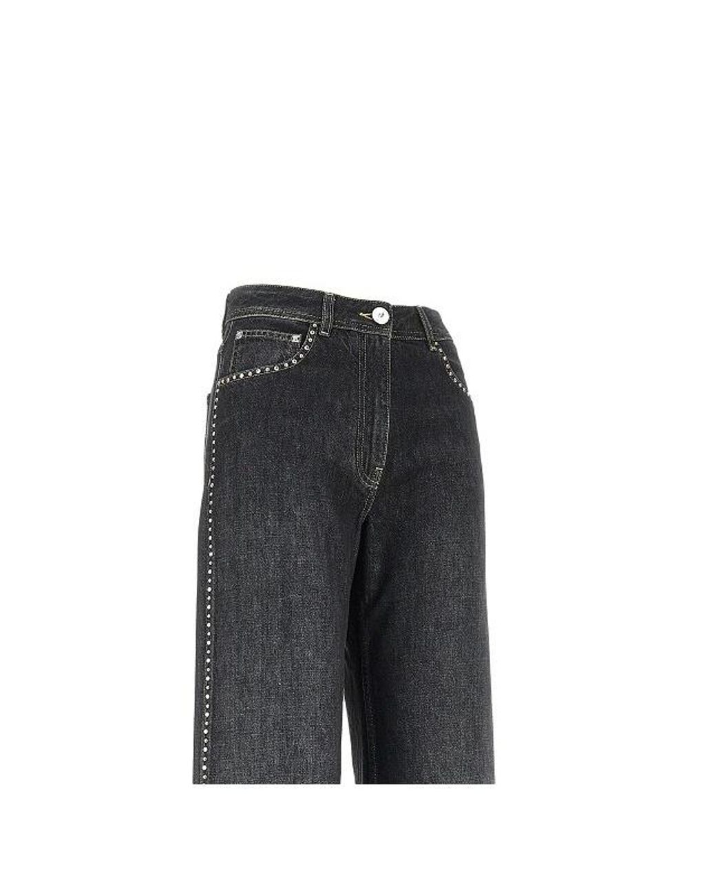 Versace Black Studded Washed Jeans