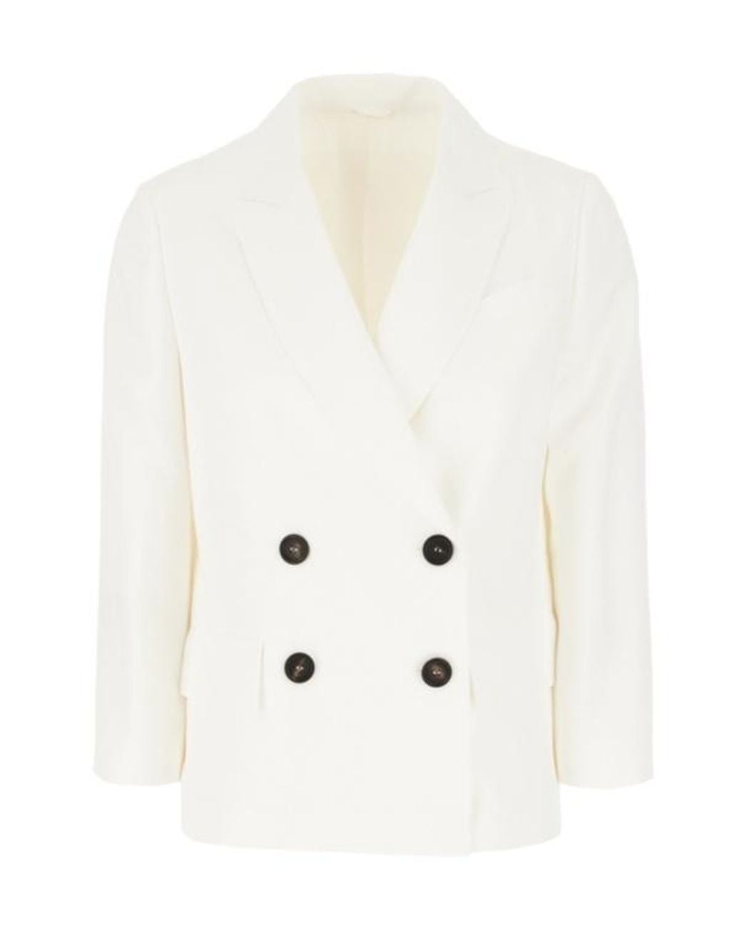 Brunello Cucinelli White Double Breasted Blazer