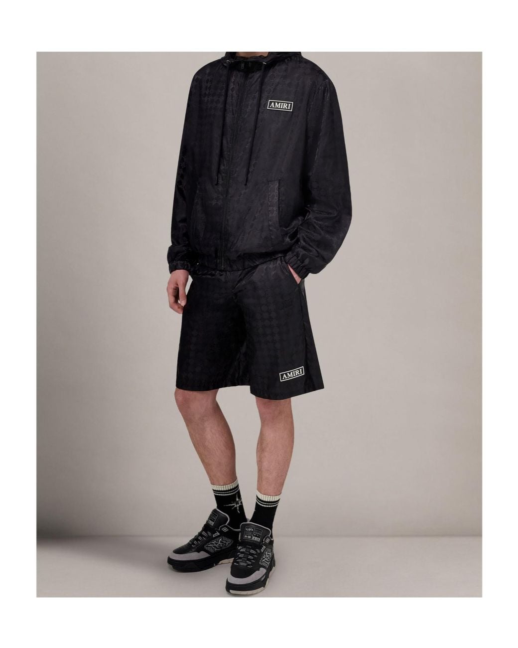 Amiri Black Ma Quad Logo Jacquard Shorts for men