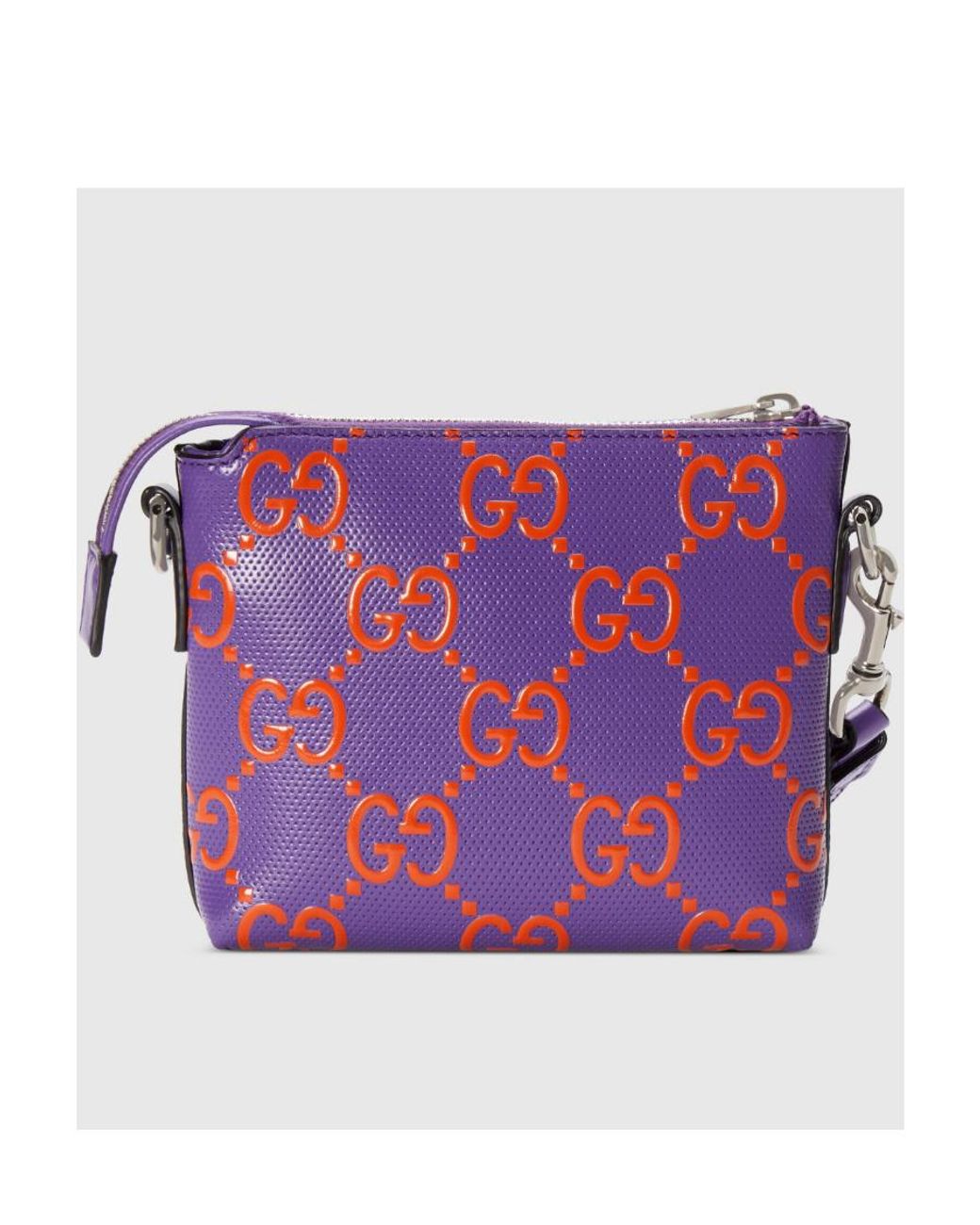 Gucci Purple Printed Embossed Small Shoulder Bag for men