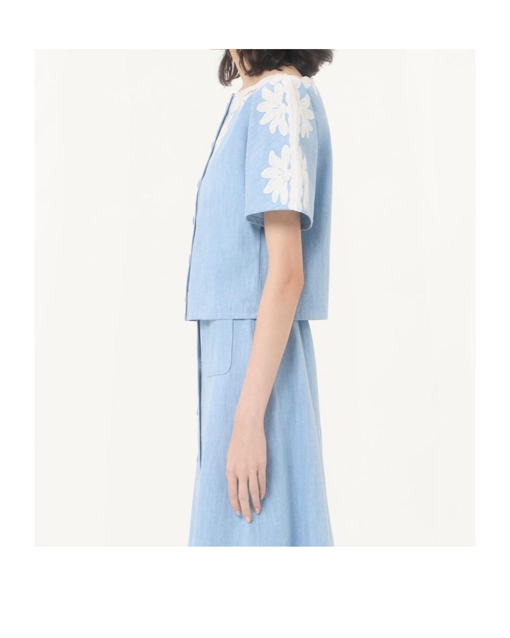 Valentino Blue Light Embroidered Denim Shirt