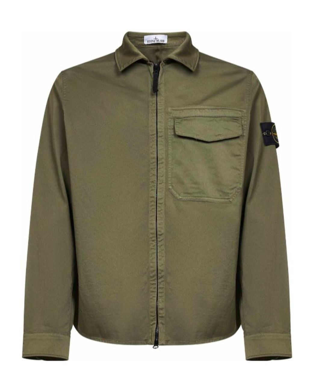 Stone Island Green Zip Pocket Overshirt Jacket for men