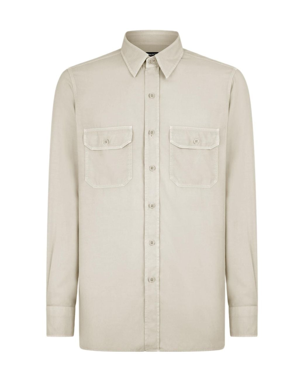 Tom Ford White Flap Pocket Long-Sleeved Shirt for men