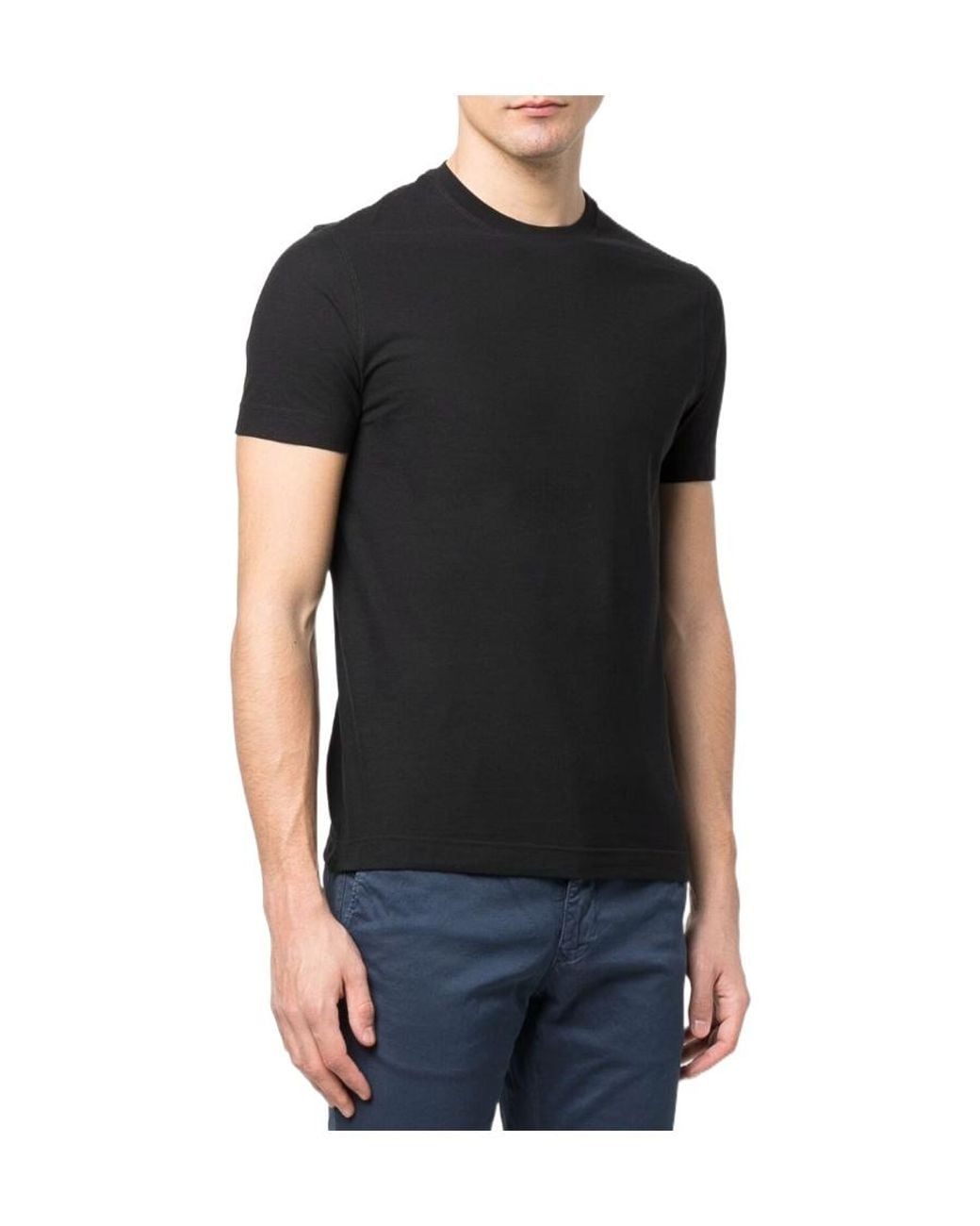 Zanone Black Crewneck Short-Sleeved T-Shirt for men