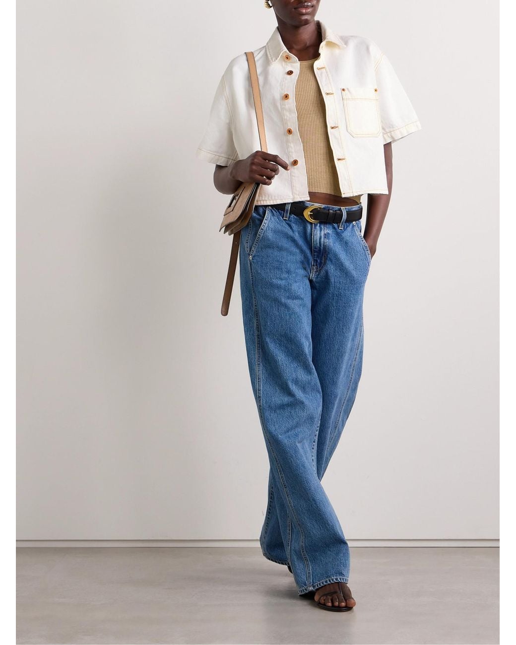 SLVRLAKE Denim White Textured Denim Shirt
