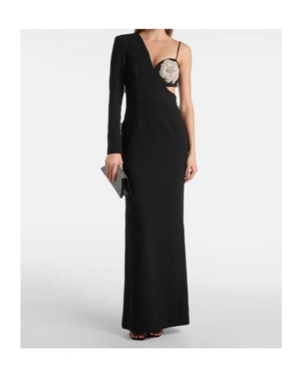Rebecca Vallance Black Sachiel Floral-Applique Gown