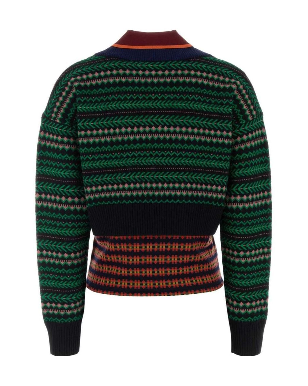 Dries Van Noten Green Toinette Patterned Knitted Sweater