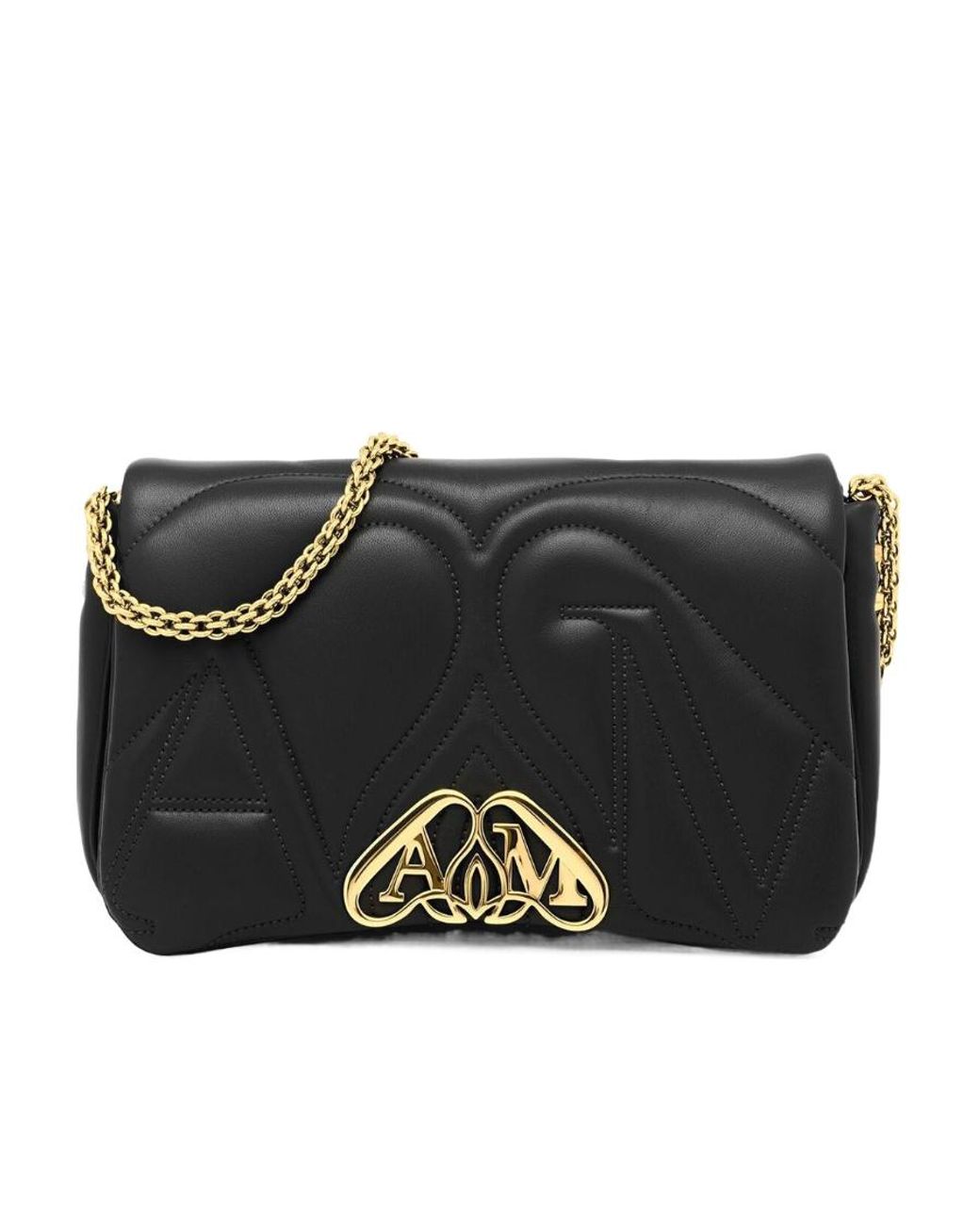 McQueen Black The Seal Quilted Small Shoulder Bag