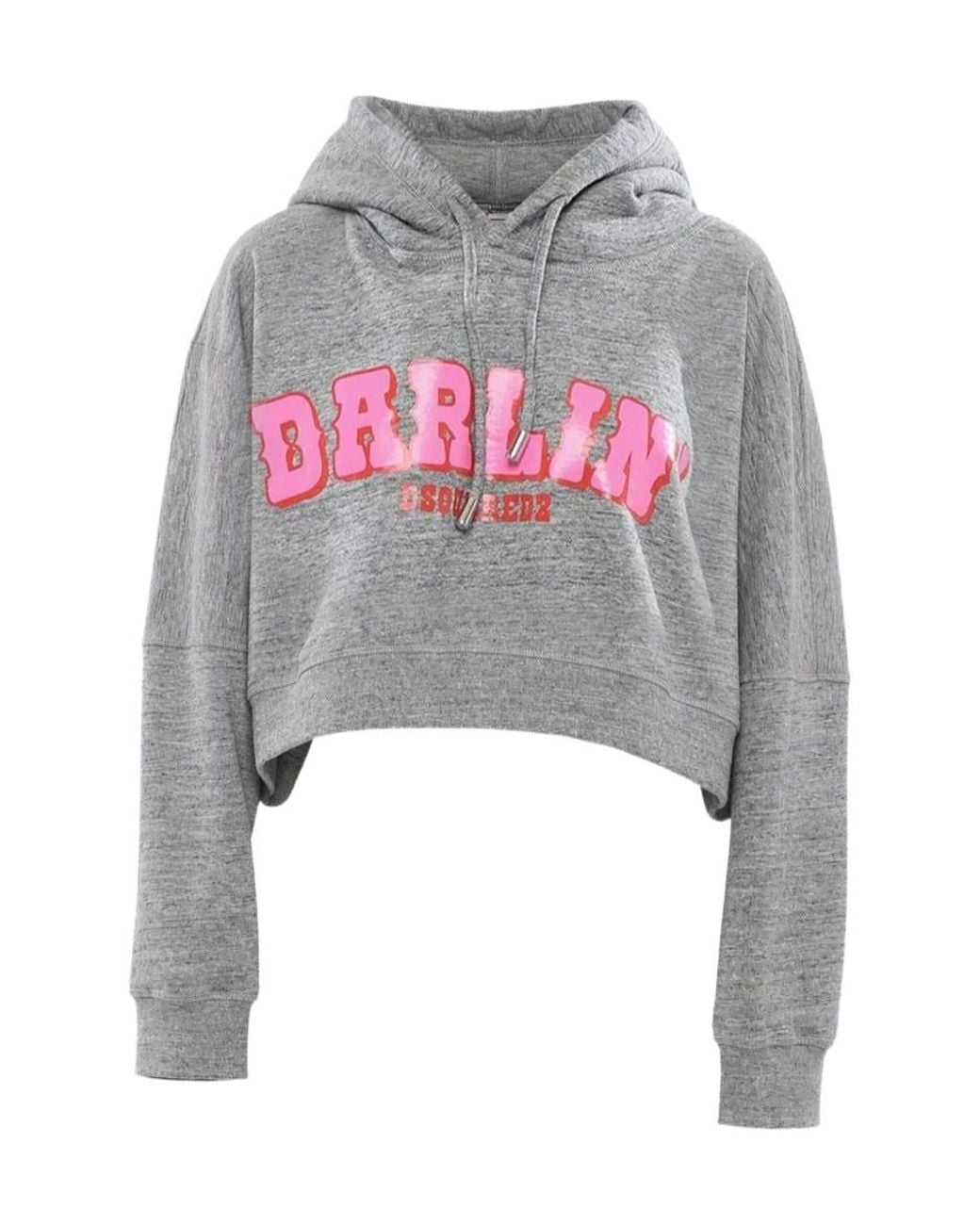 DSquared² Gray Logo-Print Crop Hoodie