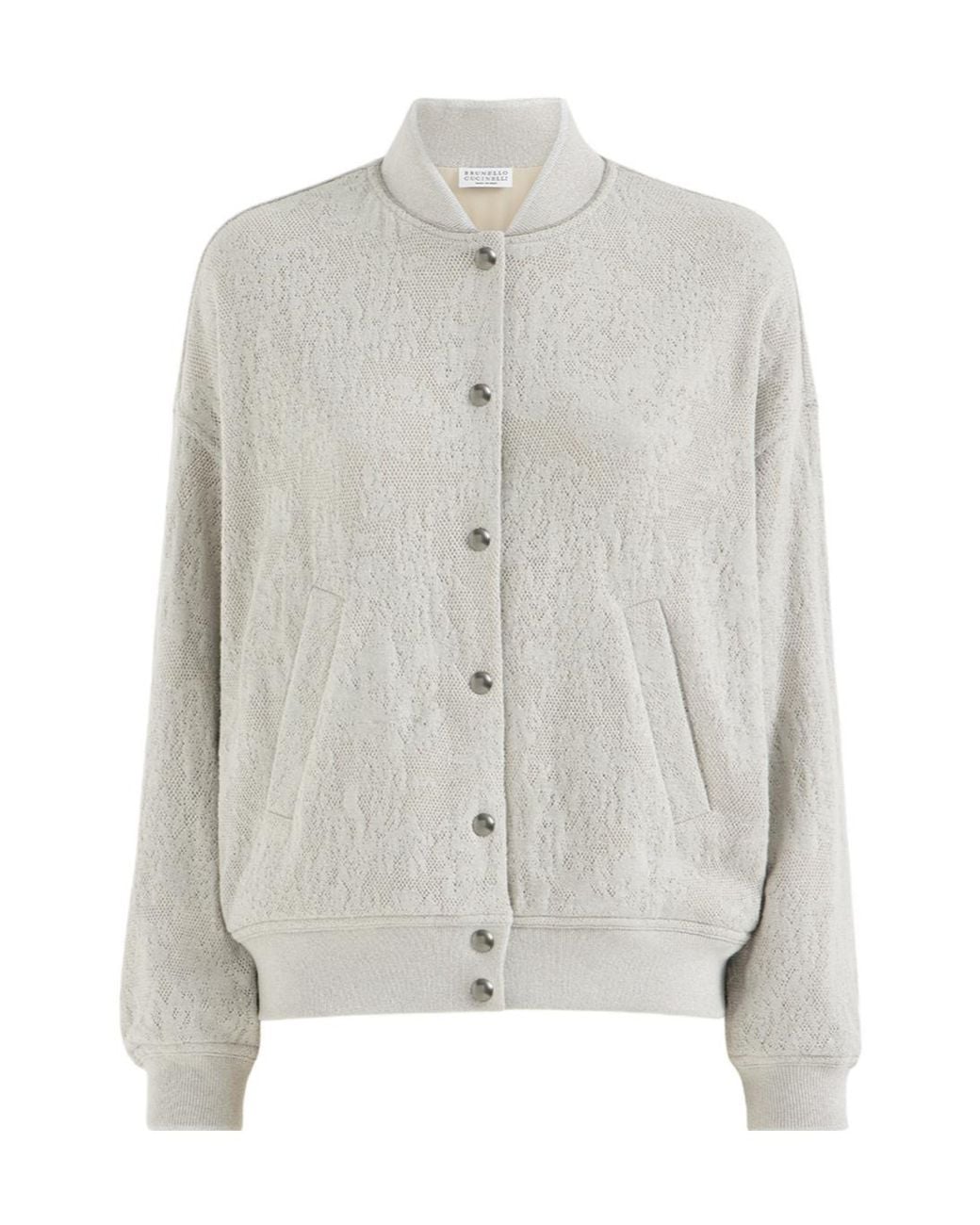 Brunello Cucinelli Gray Lace Flowers Jersey Sweatshirt