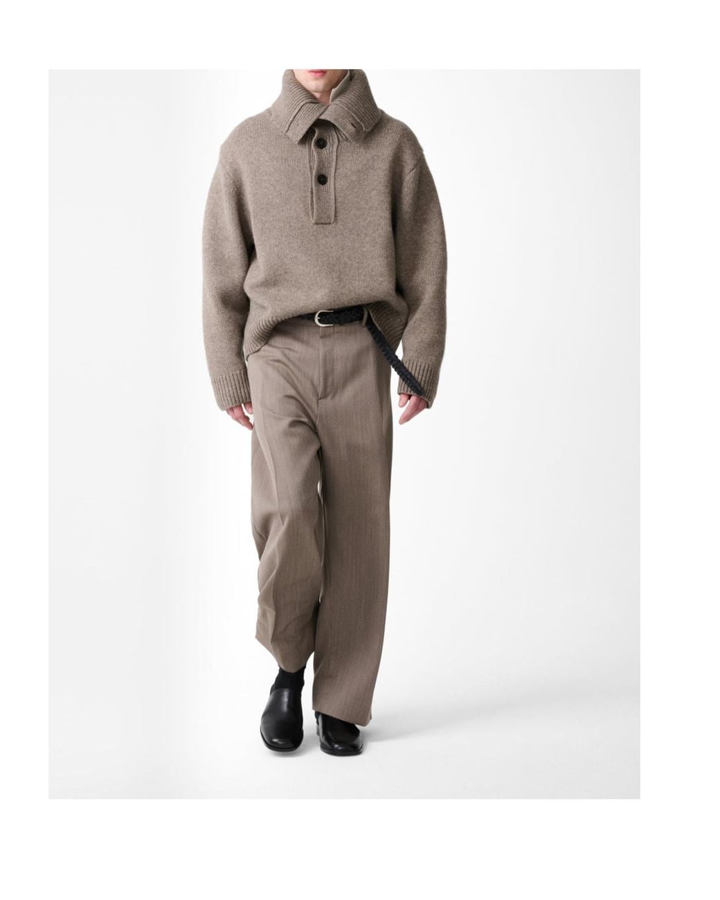 Studio Nicholson Gray Orenas Ribbed Collar Knitted Sweater for men