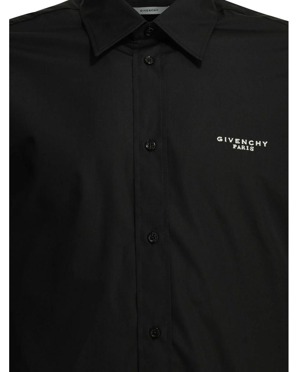 Givenchy Black Logo Embroidered Long-Sleeved Shirt for men