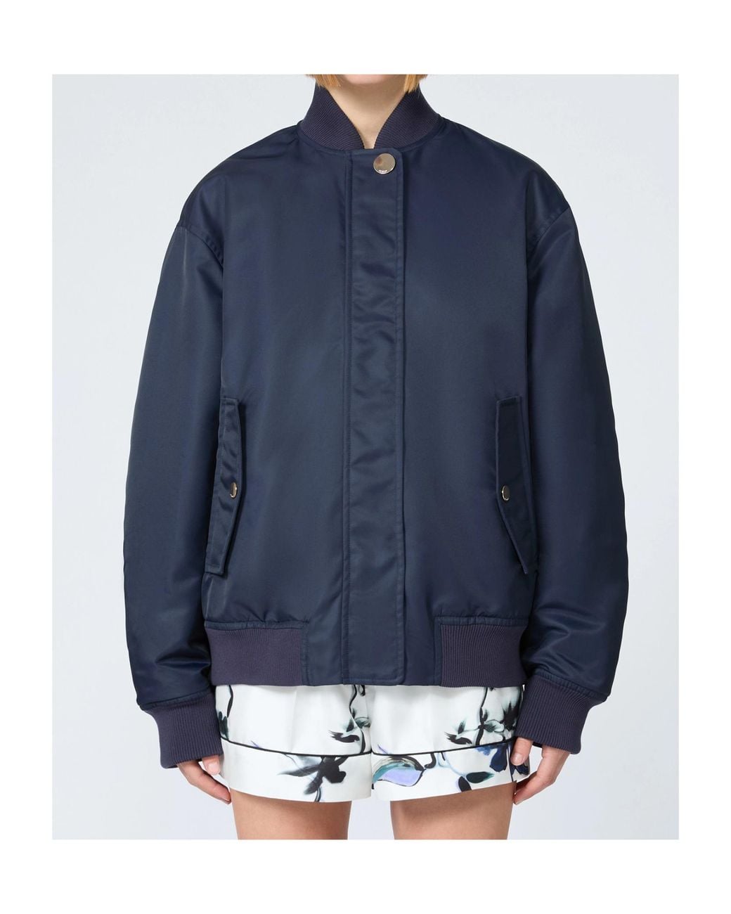Sportmax Blue Zip-Up Bomber Jacket