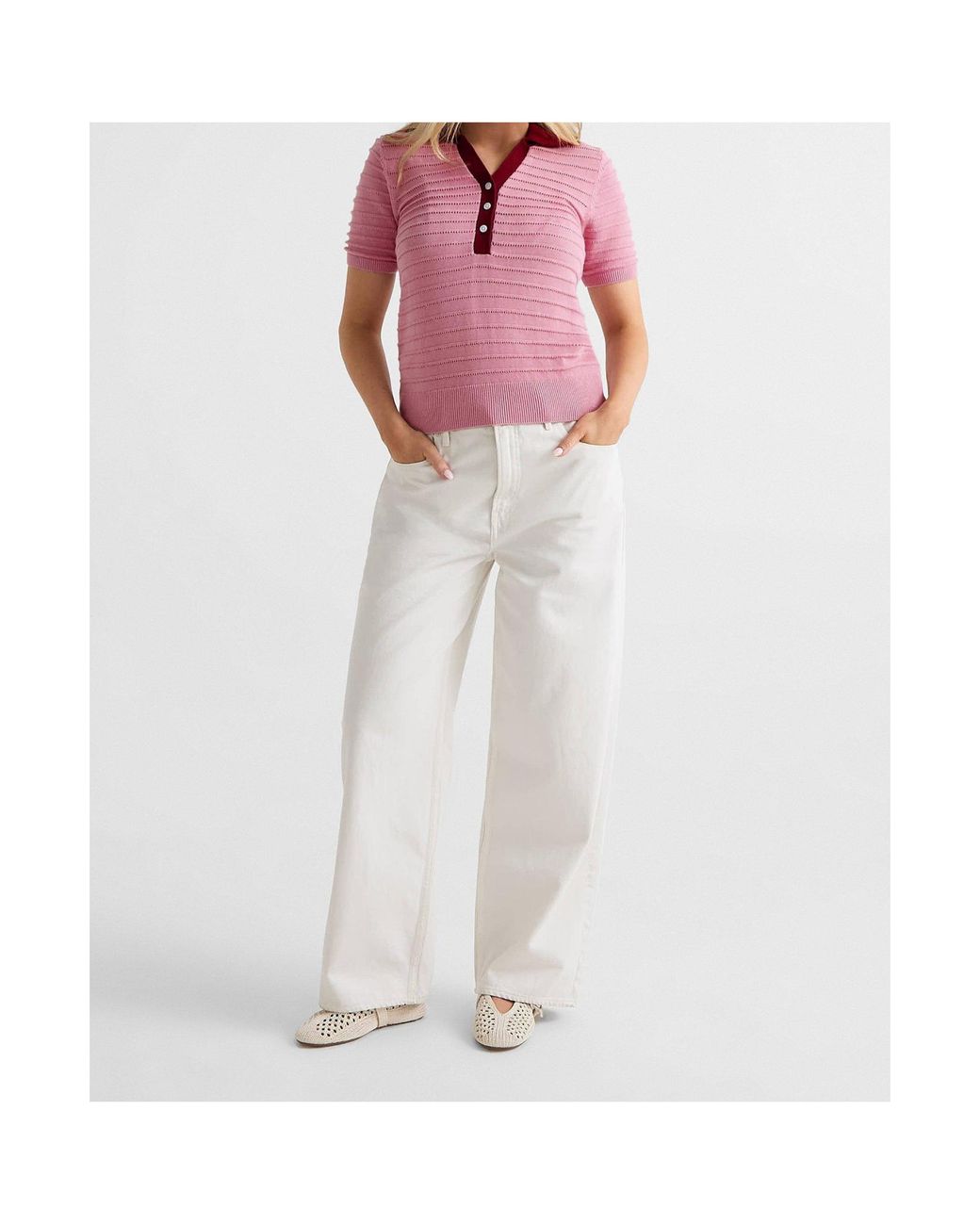 Varley Pink Short-Sleeved Polo Shirt