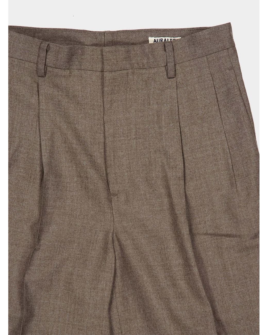 Auralee Brown Pleated Casual Trousers