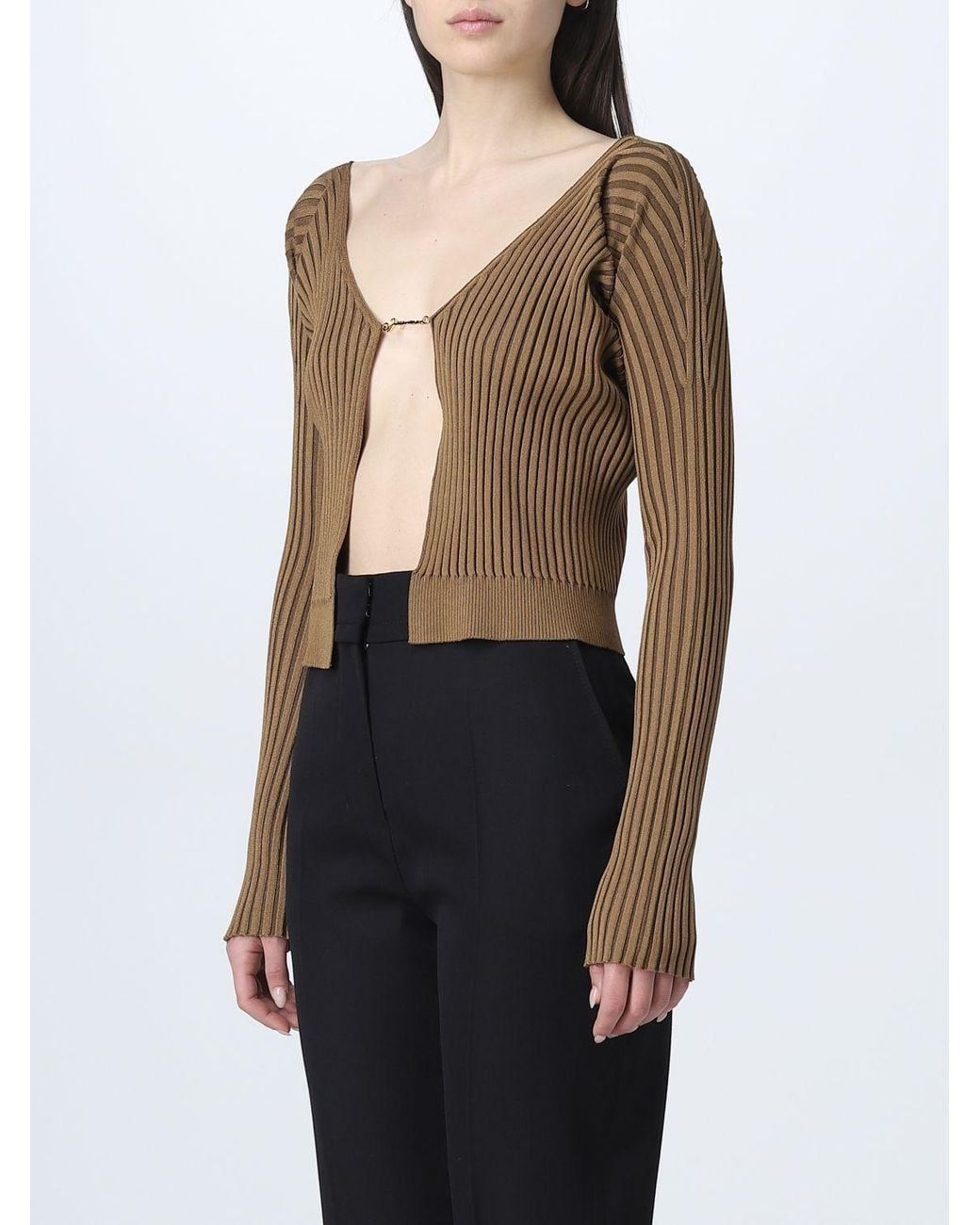 Jacquemus Brown Logo Long-Sleeve Cardigan