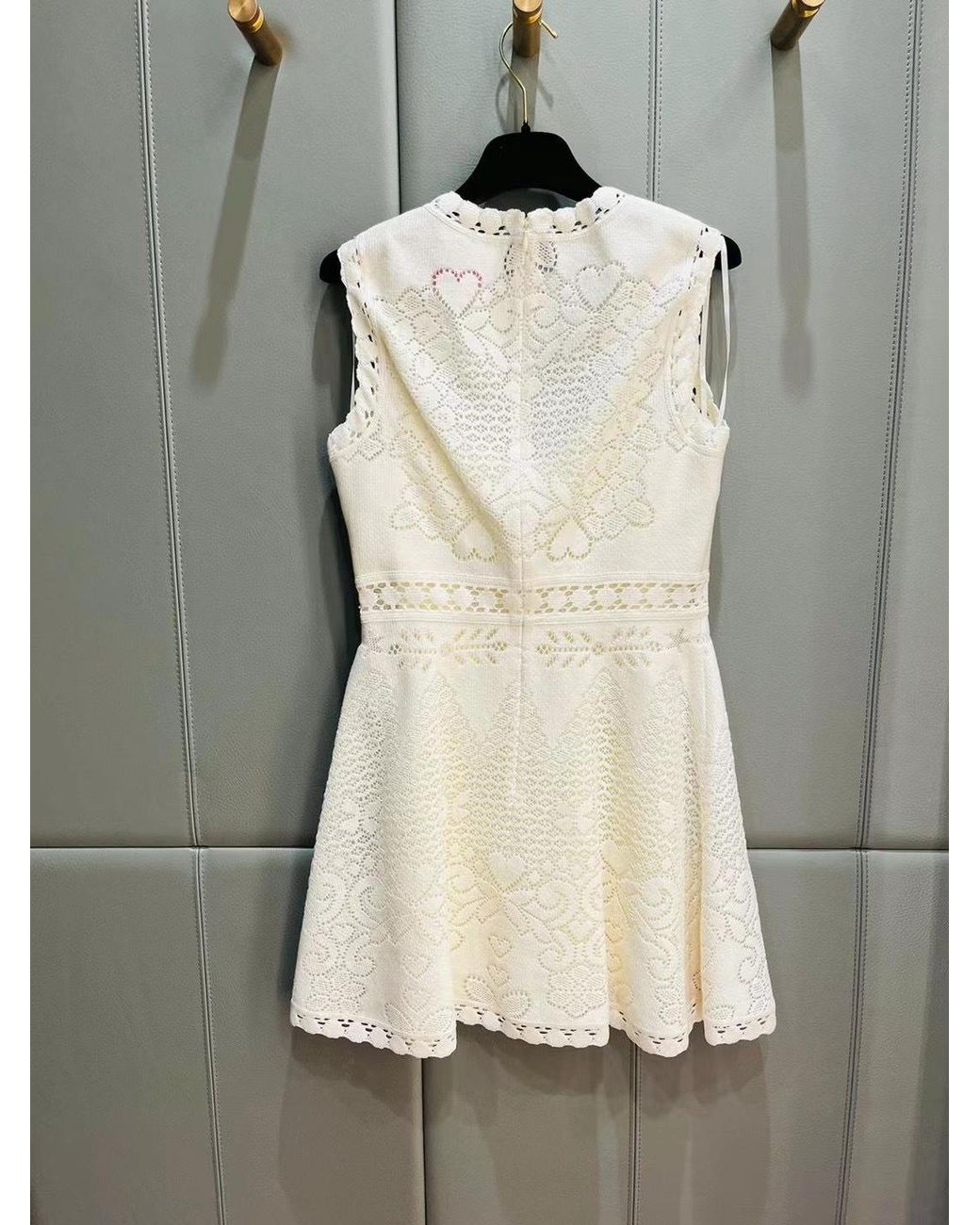 Valentino White Hearts Blanket Cotton Lace Mini Shift Dress