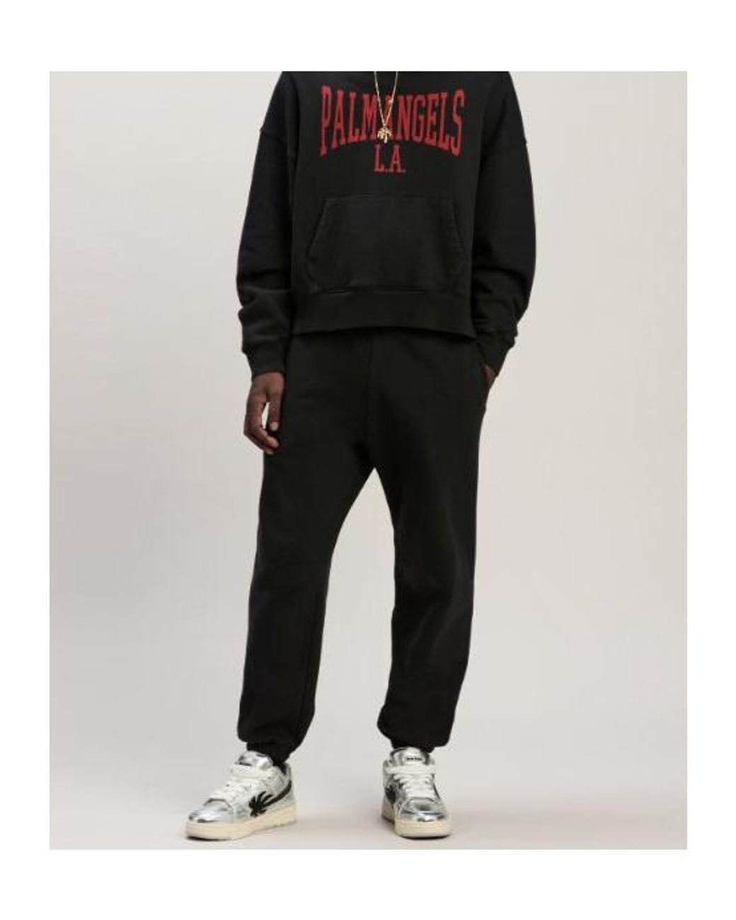 Palm Angels Black College Cotton Track Pants for men
