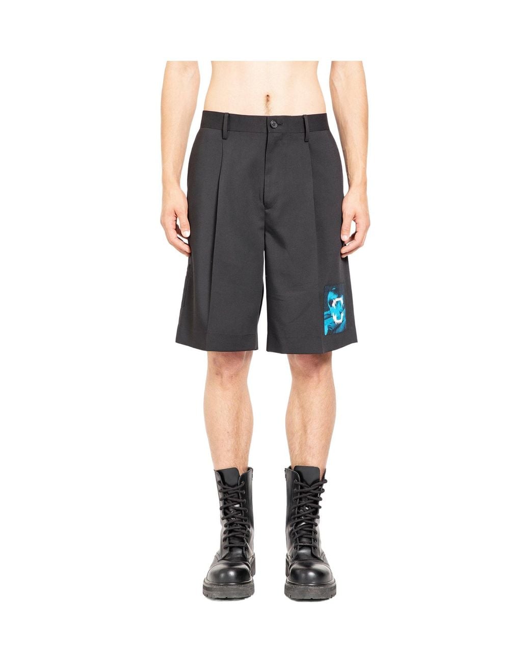 Undercover Gray Graphic Patch Bermuda Shorts for men