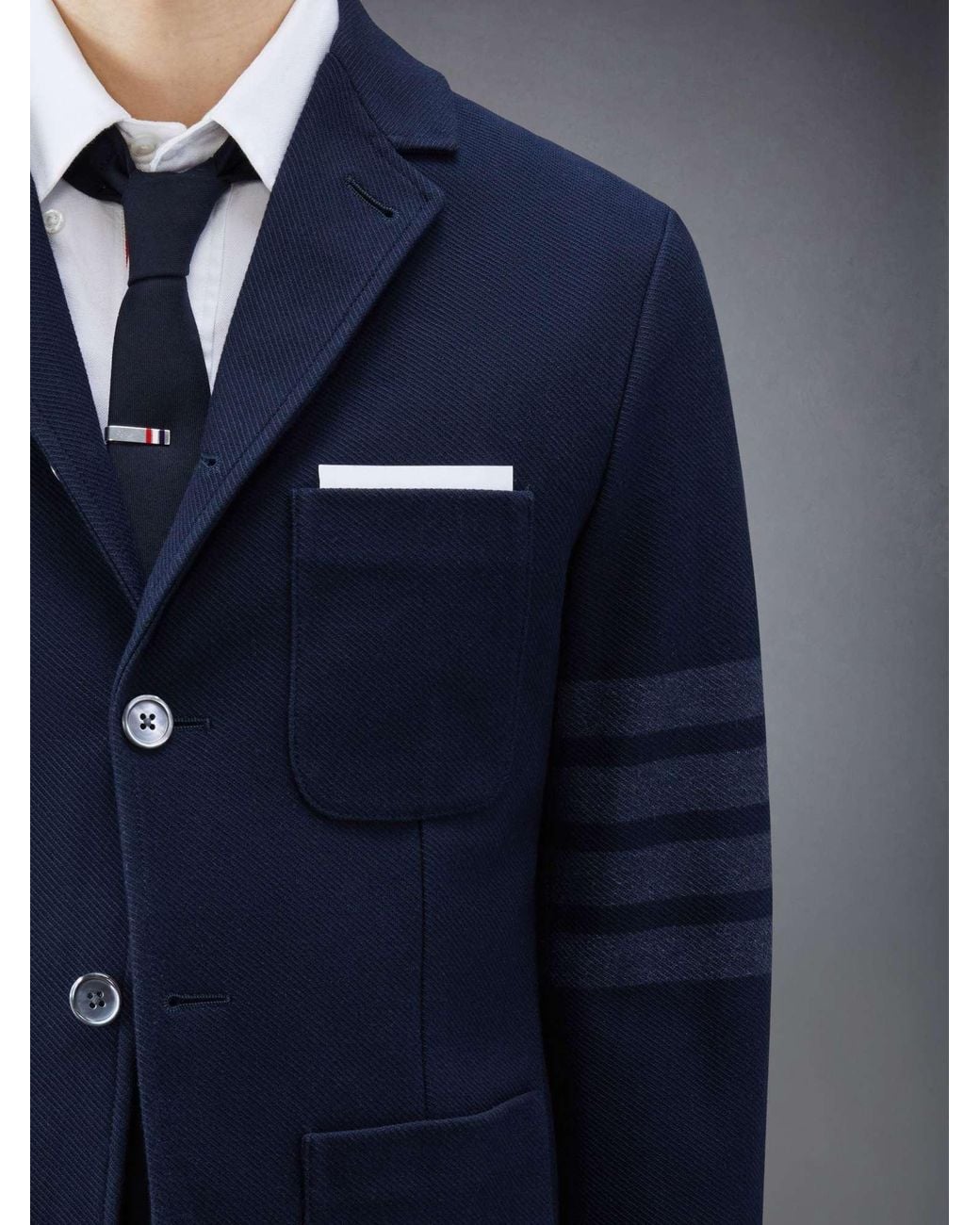 Thom Browne Blue 4-Bar Single-Breasted Jacket for men