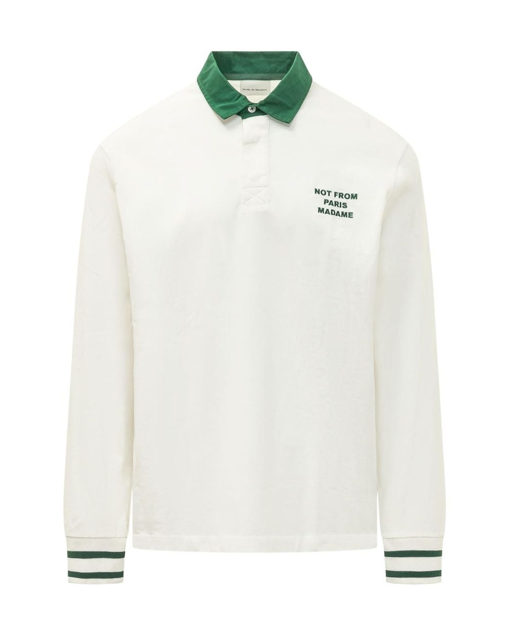 Drole de Monsieur White Drôle De Monsieur Slogan Long-Sleeved Polo Shirt for men
