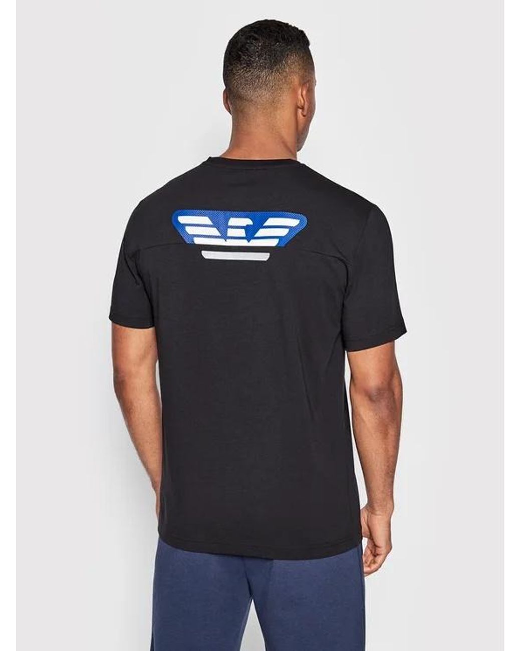 EA7 Black T-Shirt With Round Neck And Short Sleeves for men