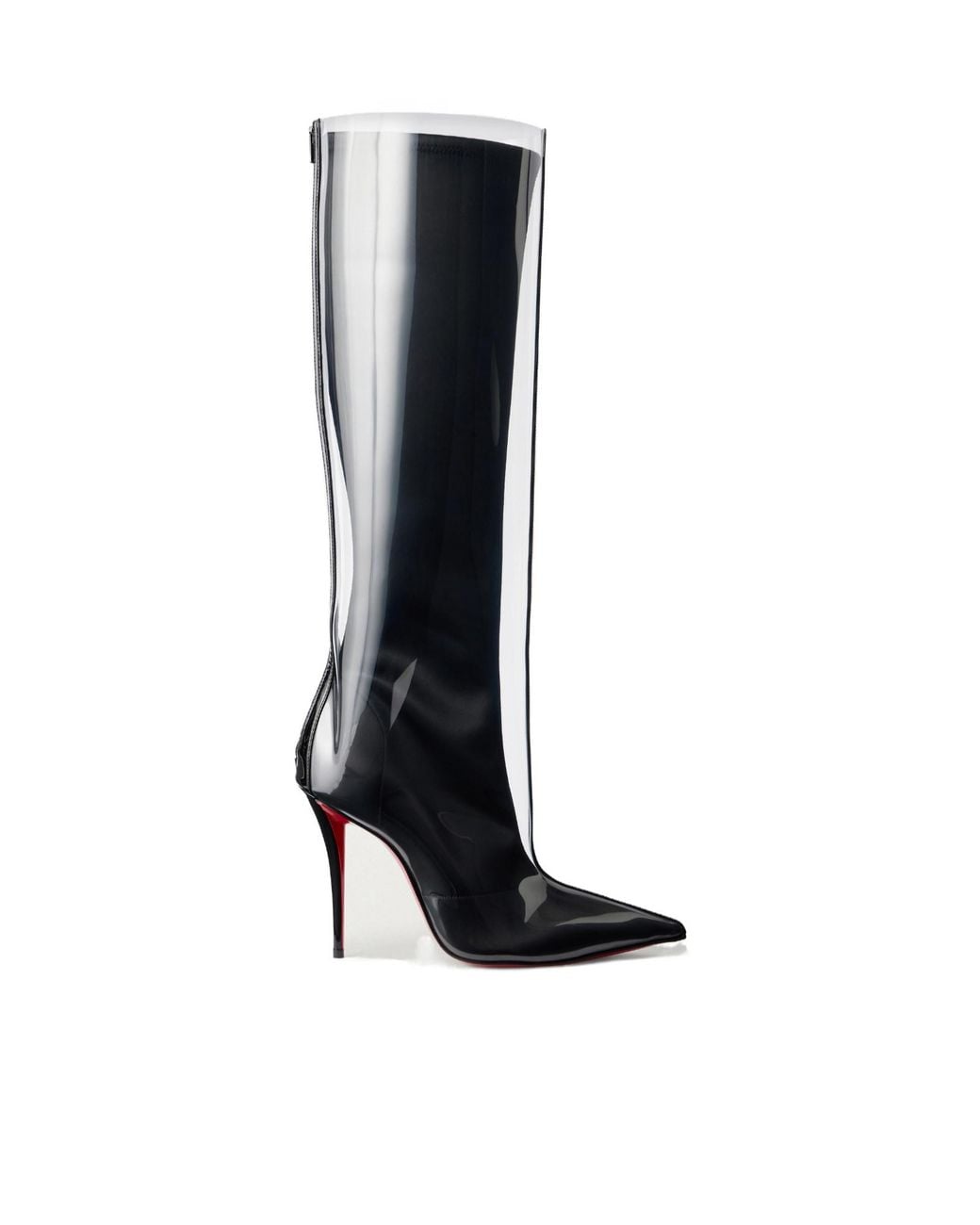 Christian Louboutin Black Leather-Trimmed Knee-High Boots