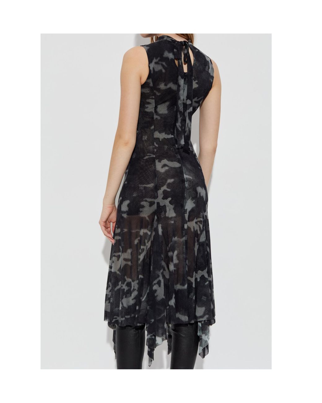 M I S B H V Black Transparent Printed Dress