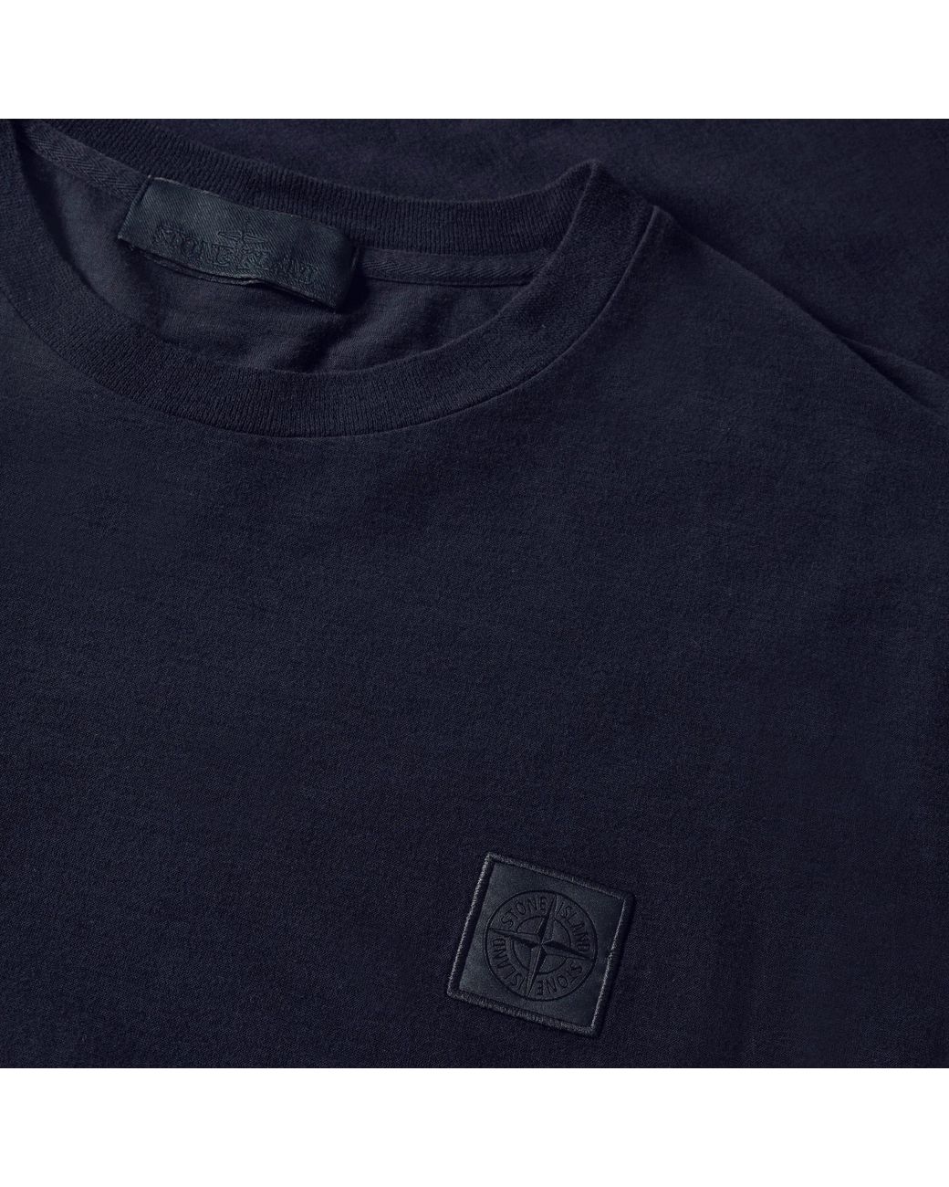 Stone Island Blue Crew Neck Cotton T-Shirt for men