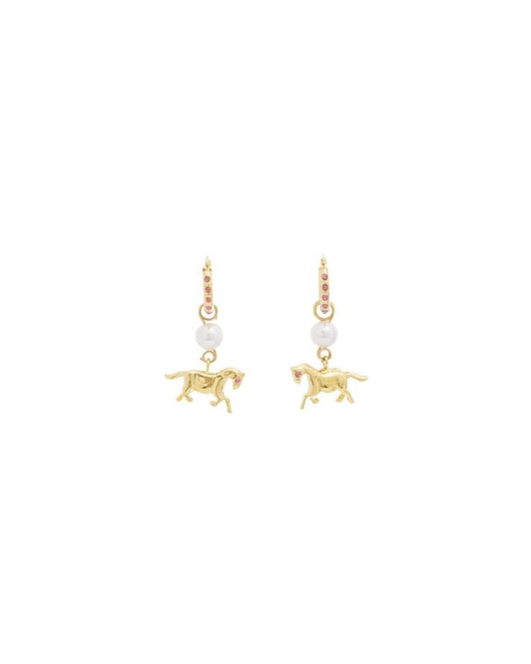 Marni White Horse Charm Earrings