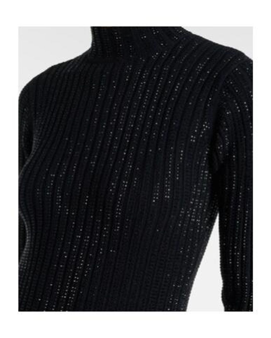 David Koma Black Embellished Knitted Cotton Midi Dress