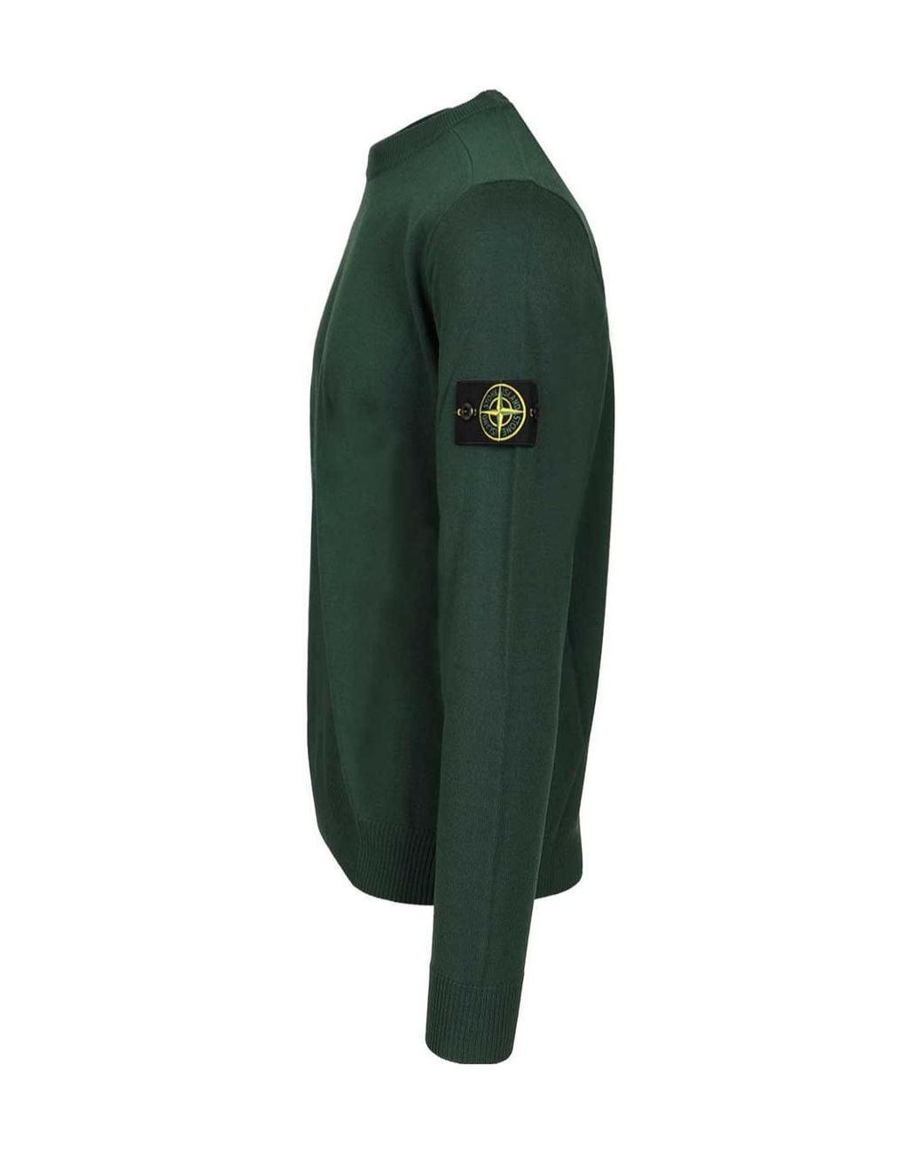 Stone Island Green Logo Patch Crewneck Jumper for men