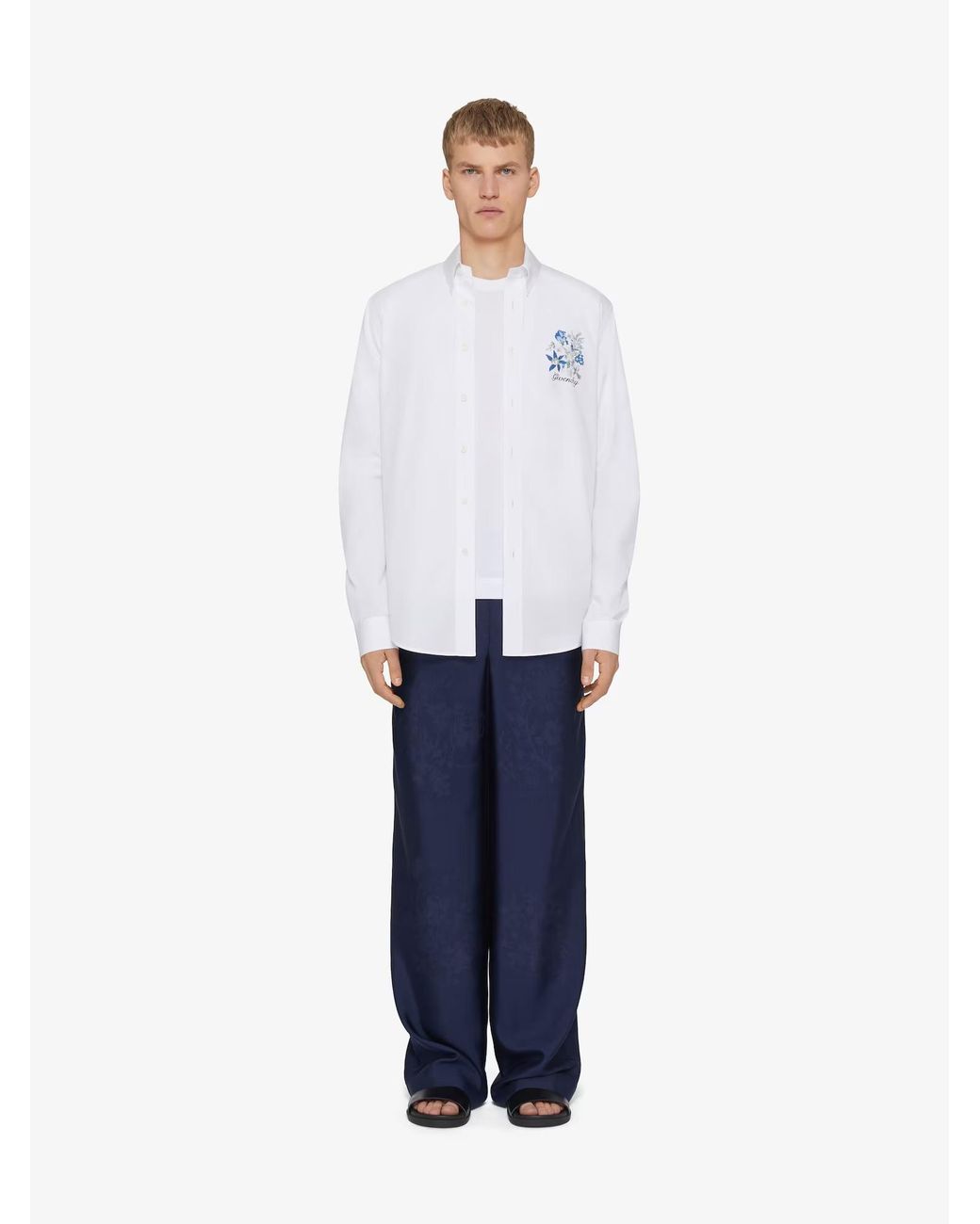 Givenchy White Logo Long-Sleeved Shirt for men