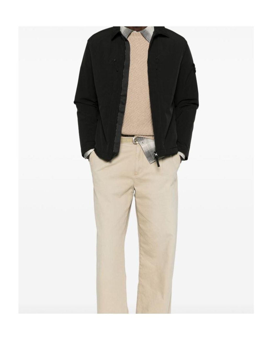 Stone Island Black Logo Patch Zip-Up Jacket for men