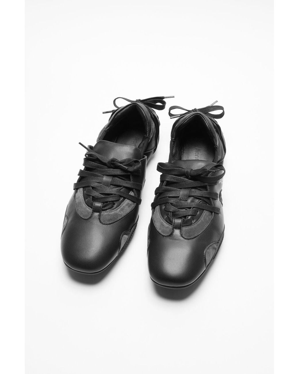 Acne Black Leather Lace-Up Sneakers for men