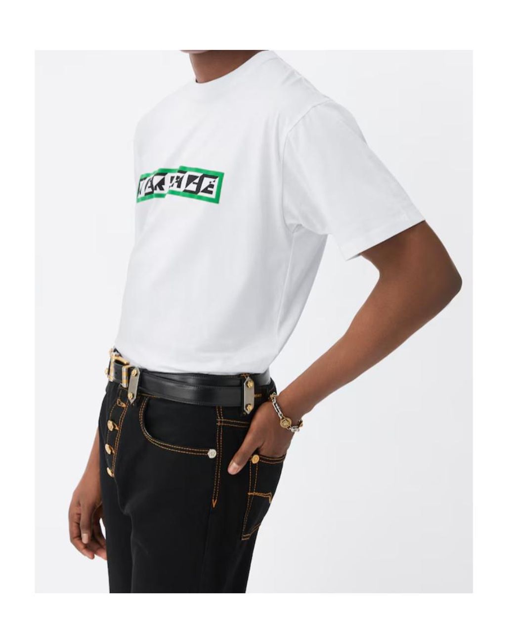 Versace White Logo Print T-Shirt for men