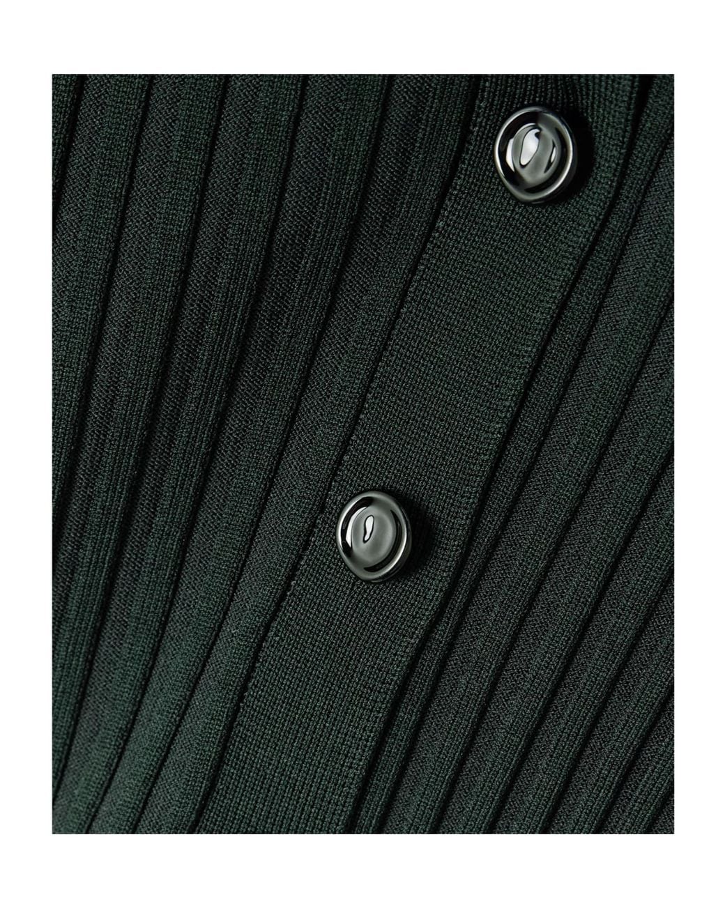 Proenza Schouler Green Luiza Ribbed-Knit Midi Shirt Dress