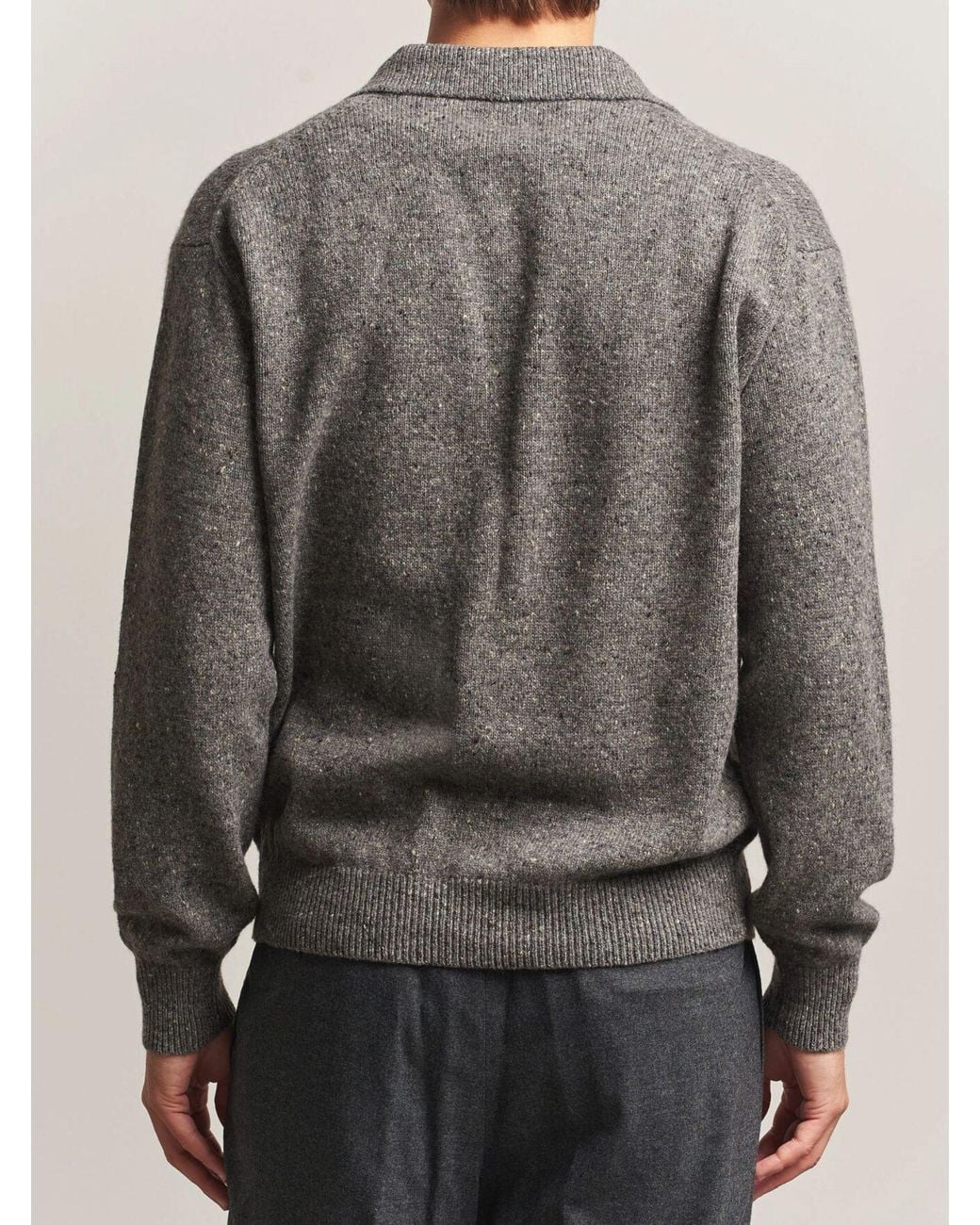 Auralee Gray Cashmere Polo Shirt for men