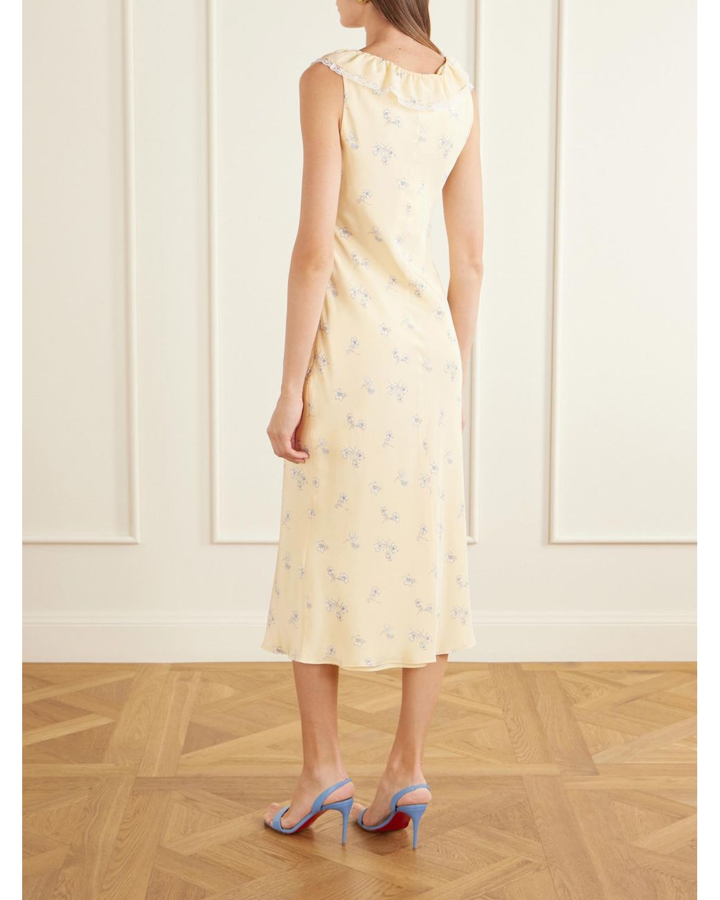 Alessandra Rich Natural Silk-Satin Midi Dress