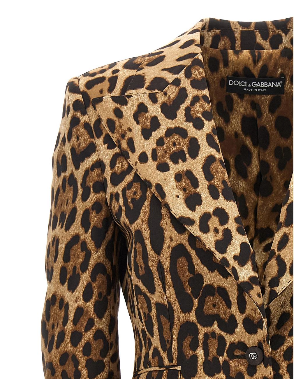 Dolce & Gabbana Brown Leopard-Pint Single-Breasted Blazer