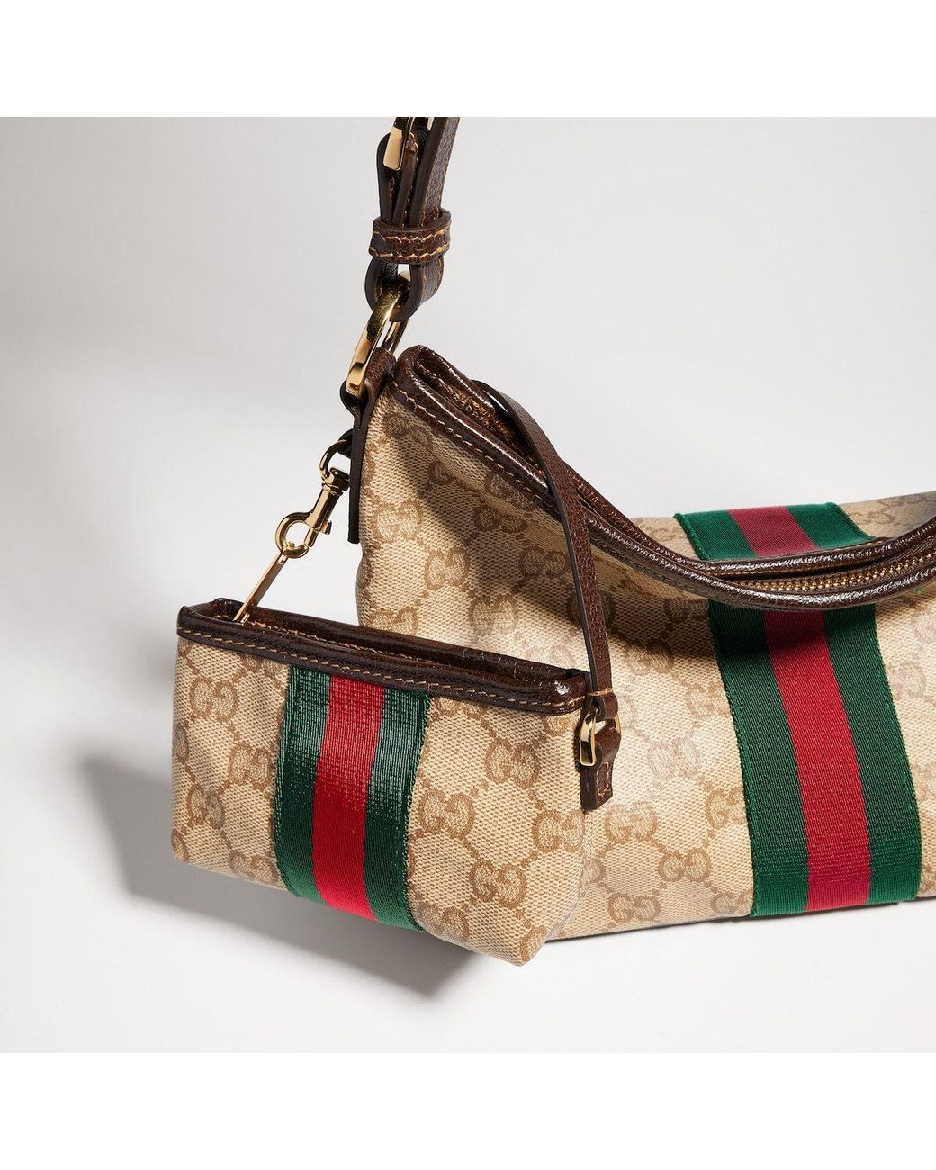 Gucci Brown Medium Shoulder Bag With Web