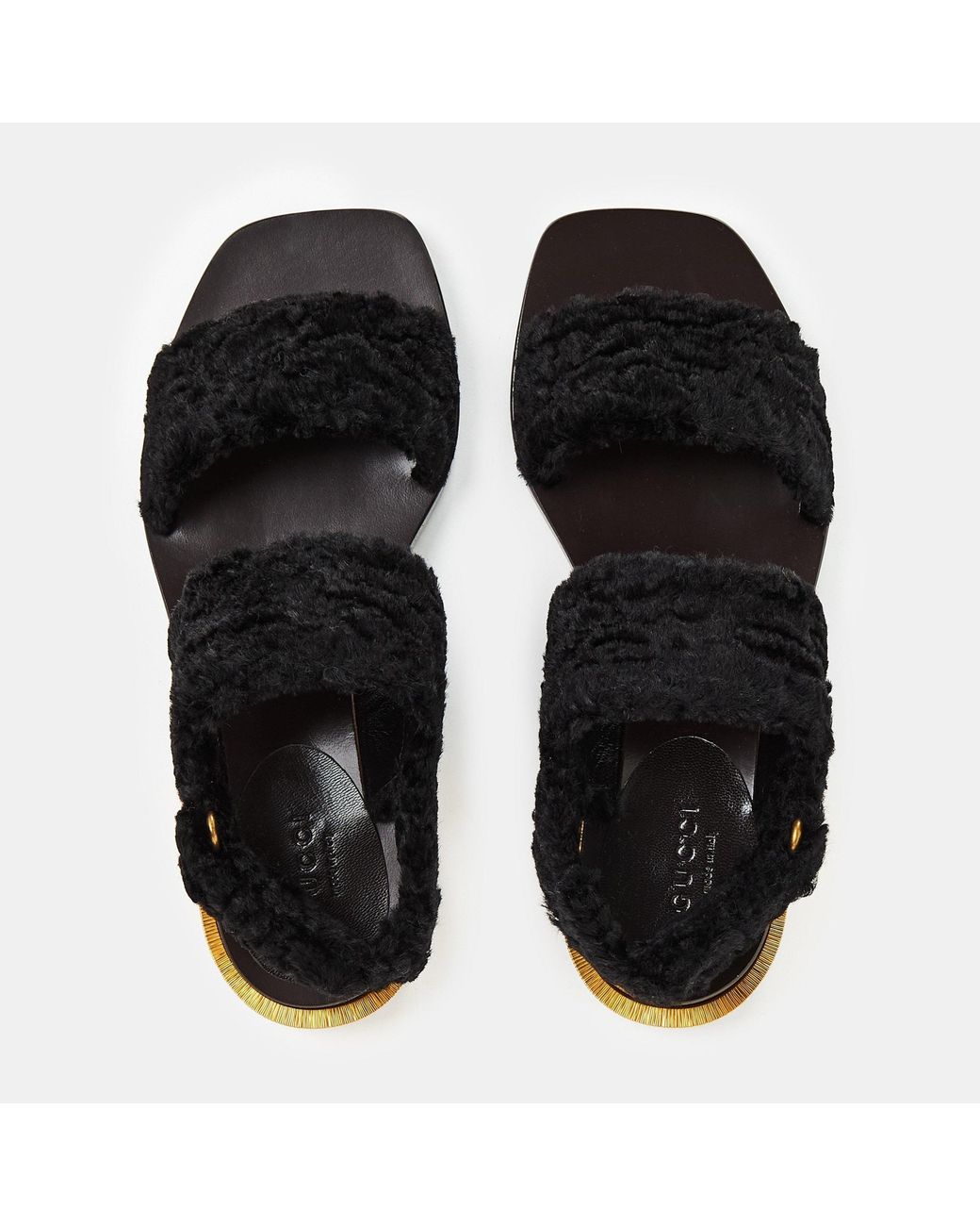 Gucci Black Solid Color Heeled Sandals
